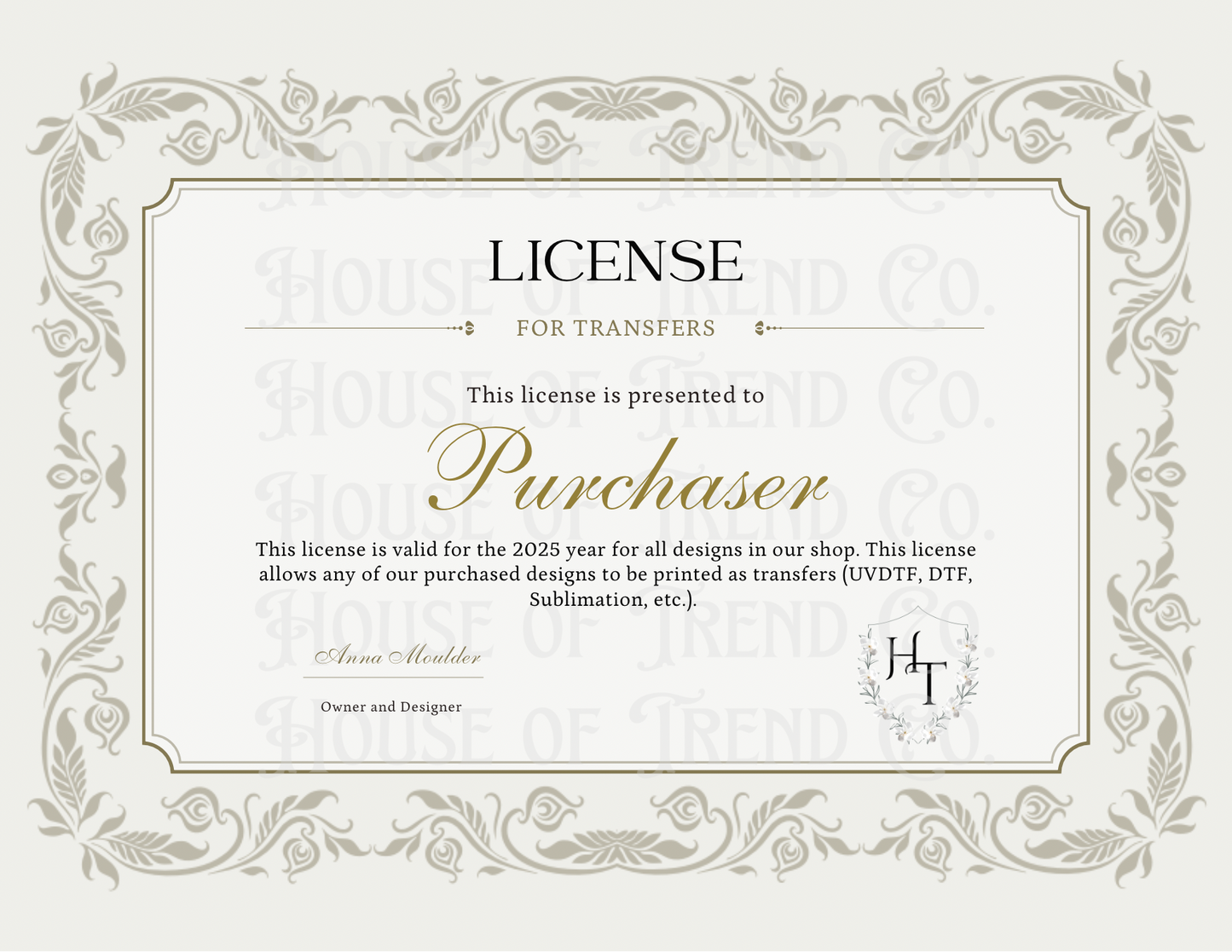 2025 Transfer License