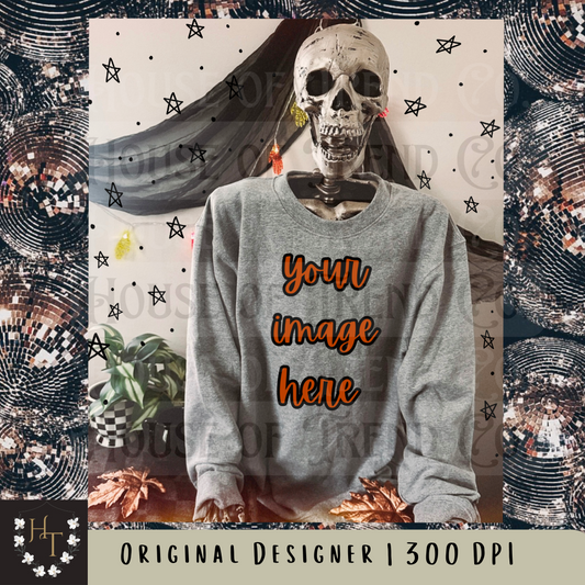 Grey Crewneck Skellie Mockup