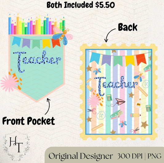 Teacher Icon Pocket and Back PNGs
