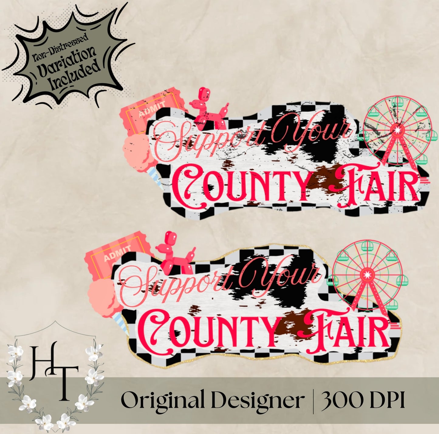 Pink Cowhide Support Your County Fair PNGs
