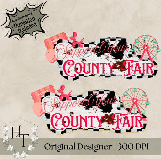 Pink Cowhide Support Your County Fair PNGs