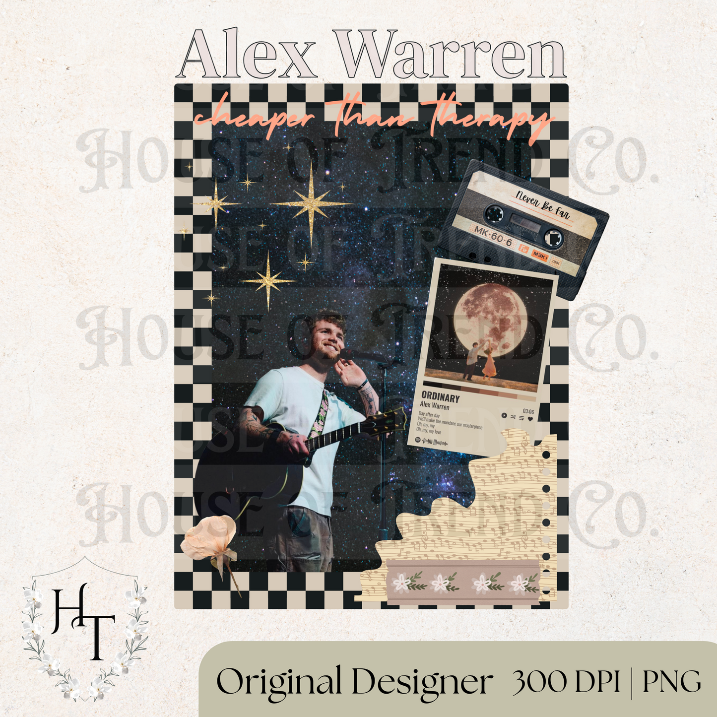 Alex Warren Cheaper than Therapy Collage PNG